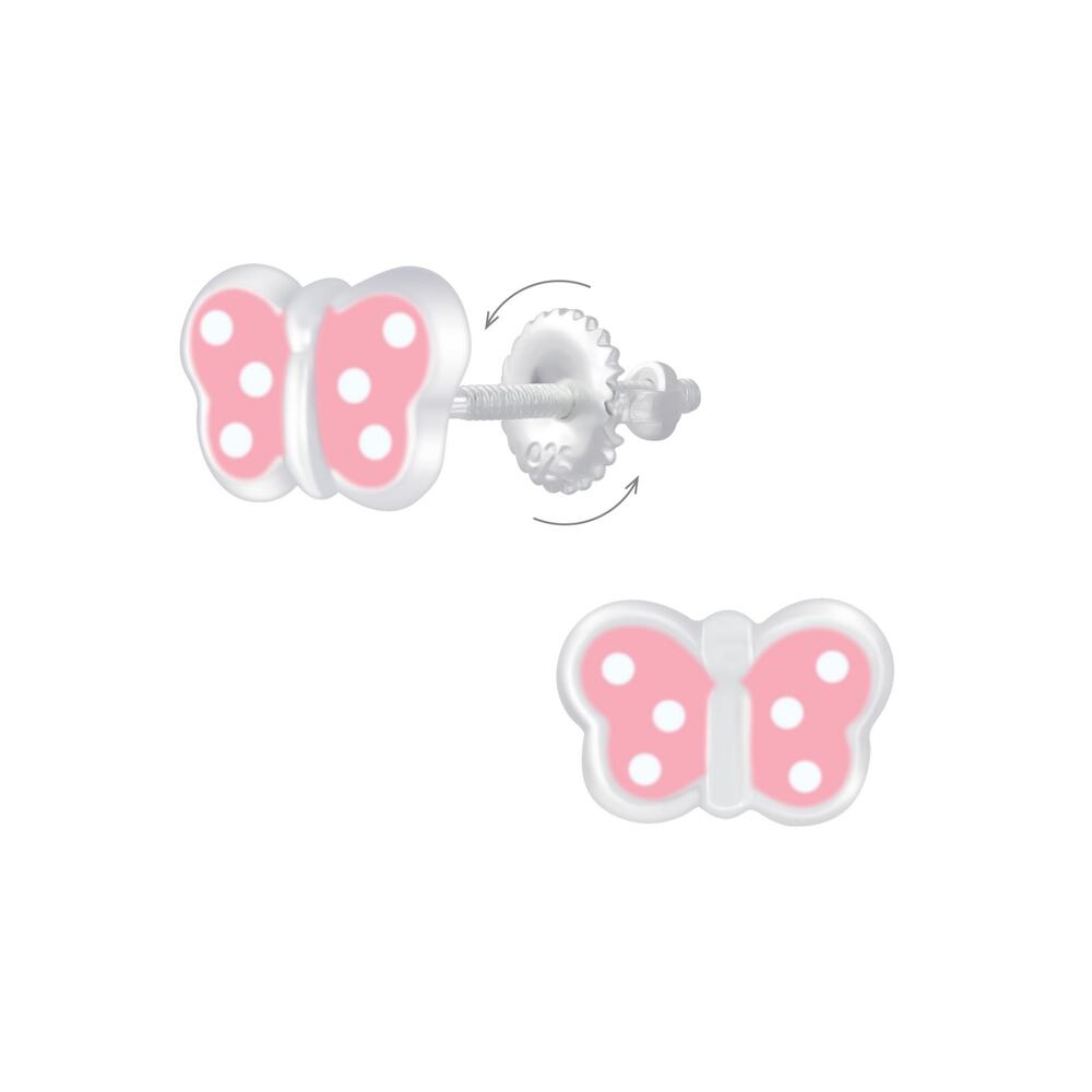 Silver Butterfly Screw Back Earrings